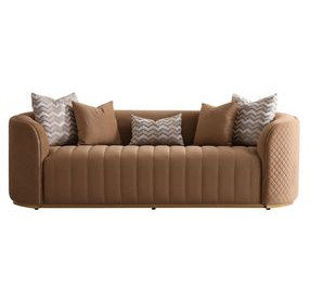 Ariana Caramel and Gold Velvet 97" Sofa