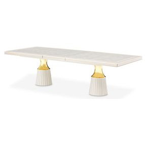 Carmela Shimmer Ivory 113" Extendable Rectangular Dining Table