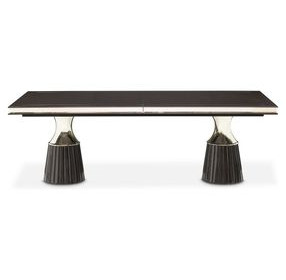 Monaco Elegance Glossy Charcoal Sand 113" Extendable Rectangular Dining Table