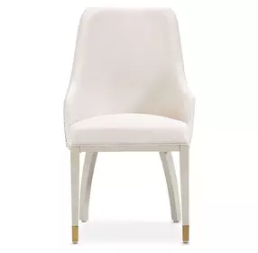 Carmela Shimmer Ivory and Almond Dining Arm Chair