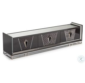 Monaco Elegance Glossy Charcoal Sand 95" Media Cabinet with 4 Storage Drawers