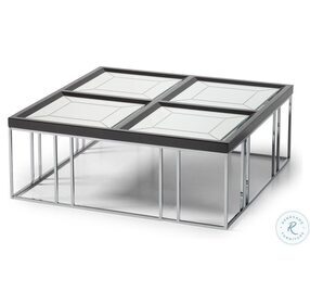 Monaco Elegance Glossy Charcoal Sand Square Cocktail Table