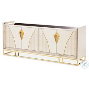 Monaco Elegance Shimmer Ivory Console Table with 1 Drawer