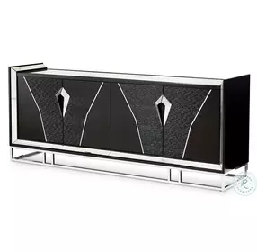 Monaco Elegance Glossy Charcoal Sand And Stainless Steel TV Console