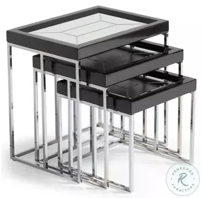 Monaco Elegance Glossy Charcoal Sand Nesting Tables