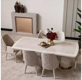 Lisbon Silken Matte Cream Dining Room Set