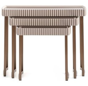 Barcelona Silken Cream and Bronze Rectangular Nesting Tables Set of 3