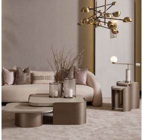 Moderne Rich Champagne Short Occasional Table Set