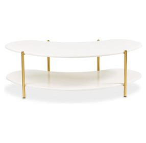 Sassani Pearl White and Gold Free Form Cocktail Table