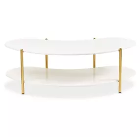 Sassani Pearl White and Gold Free Form Cocktail Table