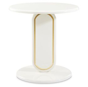 Sassani Pearl White and Gold Round End Table