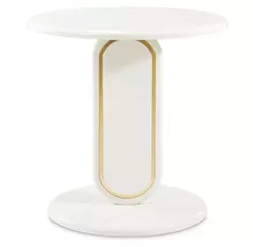 Sassani Pearl White and Gold Round End Table