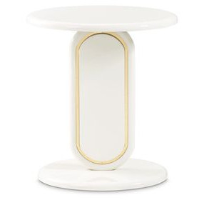 Sassani Pearl White and Gold Round Accent Table
