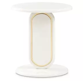 Sassani Pearl White and Gold Round Accent Table