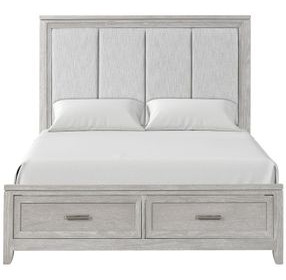 Fiona Mist Gray Queen Upholstered Storage Panel Bed