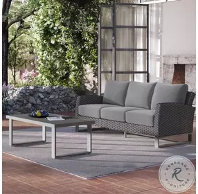 Fiji Gray Performance Fabric 2 Piece Outdoor Conversation Set