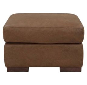 Irondale Vintage Brown Derby Leather Upholstered Rectangular Ottoman