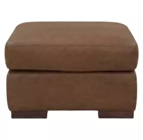 Inglewood Vintage Brown Derby Leather Upholstered Rectangular Ottoman