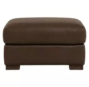 Inglewood Vintage Brown Cigar Leather Upholstered Rectangular Ottoman