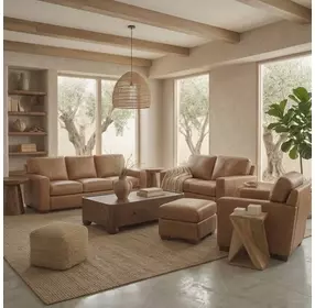 Inglewood Vintage Brown Derby Leather Living Room Set