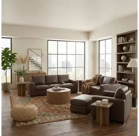 Inglewood Vintage Brown Cigar Leather Living Room Set