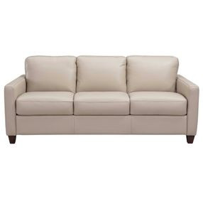 Verona Taupe Plain Leather 84" Sofa