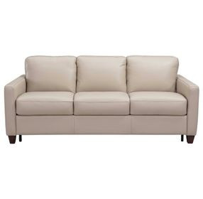 Verona Taupe Plain Leather 85" Queen Sleeper Sofa