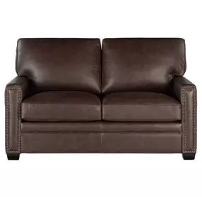 Dalton Brown Chestnut 62" Loveseat with Nailhead Trim