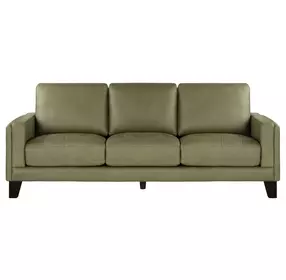 Vaughn Green Clover Leather 91" Sofa