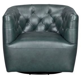 Mira Forest Green Leather Upholstered Swivel Accent Chair
