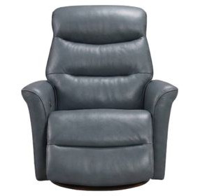 Hollister Blue Leather Swivel Glider Power Recliner with Power Headrest and USB Charging