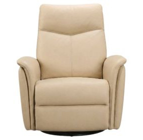 Inman Taupe Leather Swivel Glider Power Recliner with Power Headrest and USB Charging