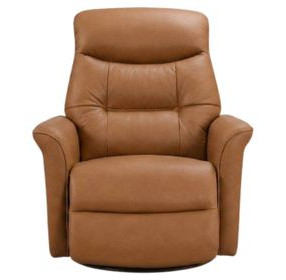Jennings Camel Leather Swivel Glider Power Recliner with Power Headrest and USB Charging