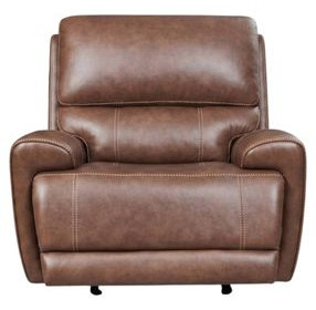 Highland Brown Coffee Leather Zero Gravity Glider Power Recliner with Power Headrest and USB Charging