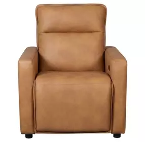Ascendia Saddle Leather Lay Flat Power Recliner with Power Headrest and USB Charging