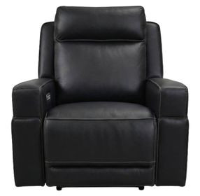 Valley Black Leather Glider Power Recliner with Power Headrest and USB Charging