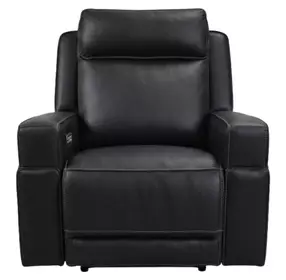 Valley Black Leather Glider Power Recliner with Power Headrest and USB Charging
