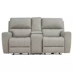 Laredo Cement Leather 77" Zero Gravity Power Reclining Console Loveseat with Power Headrest and USB Charging
