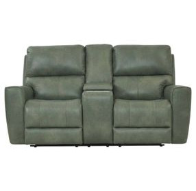 Laredo Sage Moss Leather 77" Zero Gravity Power Reclining Console Loveseat with Power Headrest and USB Charging