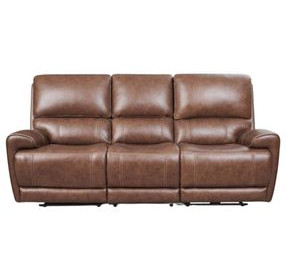 Highland Brown Coffee Leather 90" Zero Gravity Power Reclining Sofa with Power Headrest and USB Charging