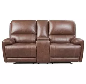 Highland Brown Coffee Leather 79" Zero Gravity Power Reclining Console Loveseat with Power Headrest and USB Charging