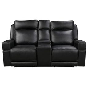 Valley Black Leather 73" Zero Gravity Power Reclining Console Loveseat with Power Headrest and USB Charging