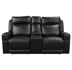 Valley Black Leather 73" Zero Gravity Power Reclining Console Loveseat with Power Headrest and USB Charging