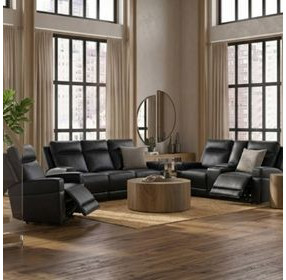 Valley Black Leather Zero Gravity Power Reclining Living Room Set with Power Headrest and USB Charging