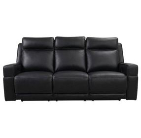 Valley Black Leather 82" Zero Gravity Power Reclining Sofa with Power Headrest and USB Charging