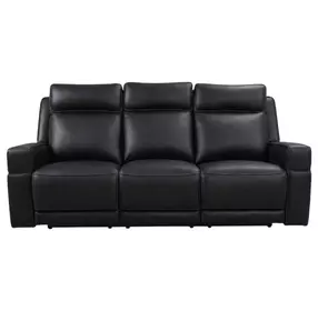 Valley Black Leather 82" Zero Gravity Power Reclining Sofa with Power Headrest and USB Charging