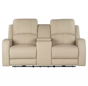 Aria Taupe Stone Leather 71" Zero Gravity Triple Power Reclining Loveseat with Console and USB Charging