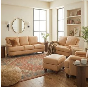 Holden Tan Fawn Leather Living Room Set