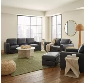 Lorenzo Black Leather Living Room Set