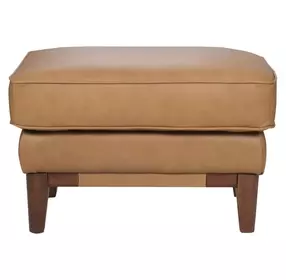 Pendry Carmel Saddle Leather Upholstered Rectangular Ottoman